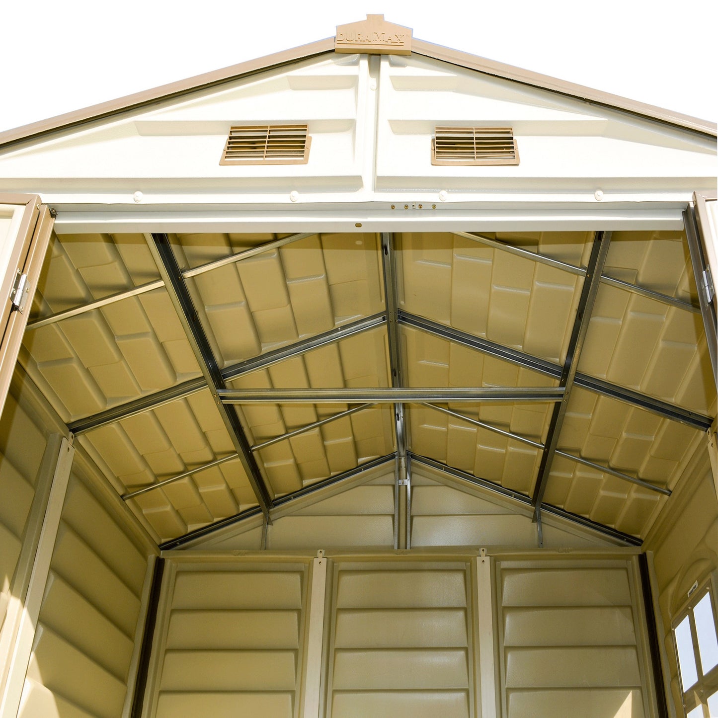 DuraMax 8ft x 6ft Storeall Vinyl Shed with Foundation Kit and window - Image 9