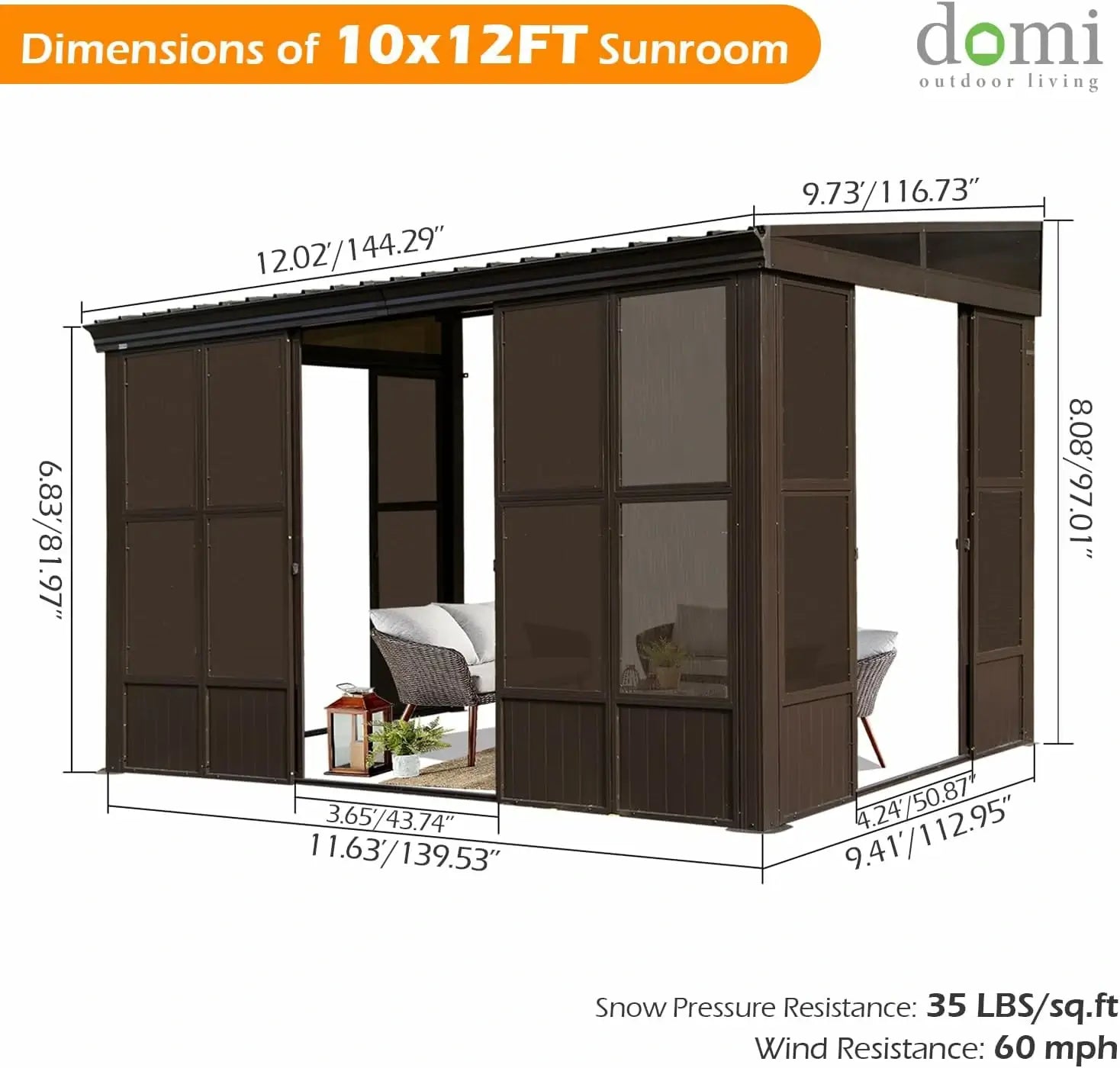 Wall Mounted Sunroom with Side Door - Image 2