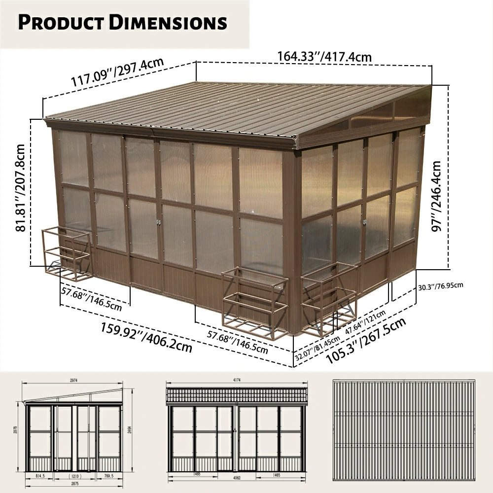 Wall Mounted Sunroom with Side Door - Image 40